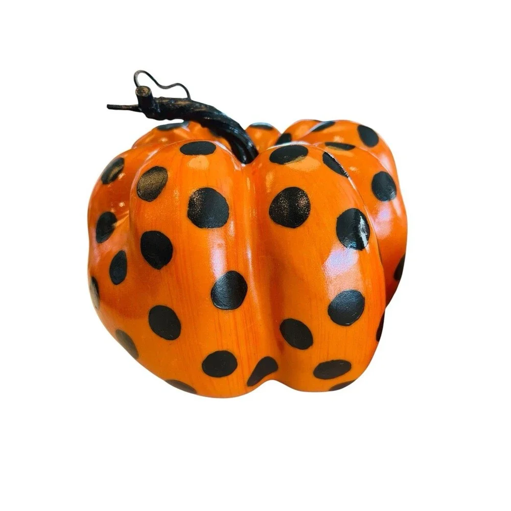 Hand Painted Pumpkin Orange White Gold MacKenzie Childs Inspired Decor